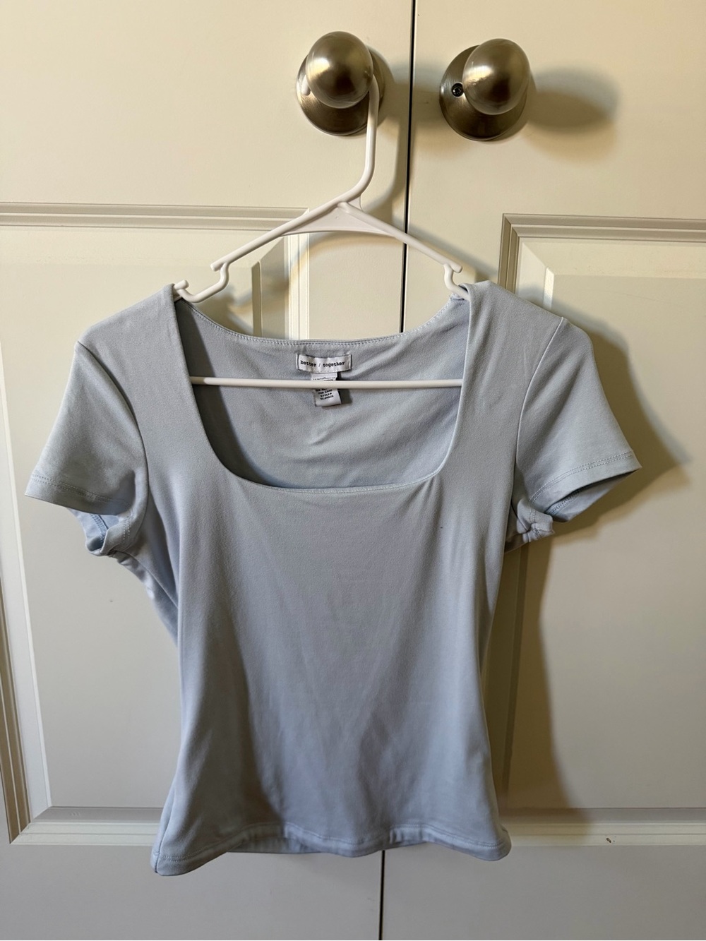 Everyday Square Neck Short Sleeve Top - Light Blue